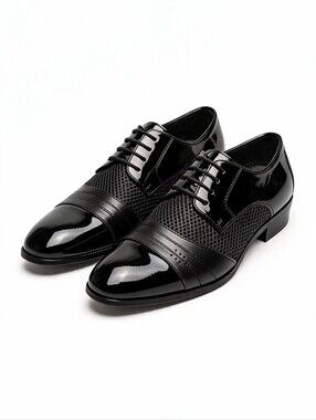 Italian Made Black Patent Leather Dress Shoes Size 48